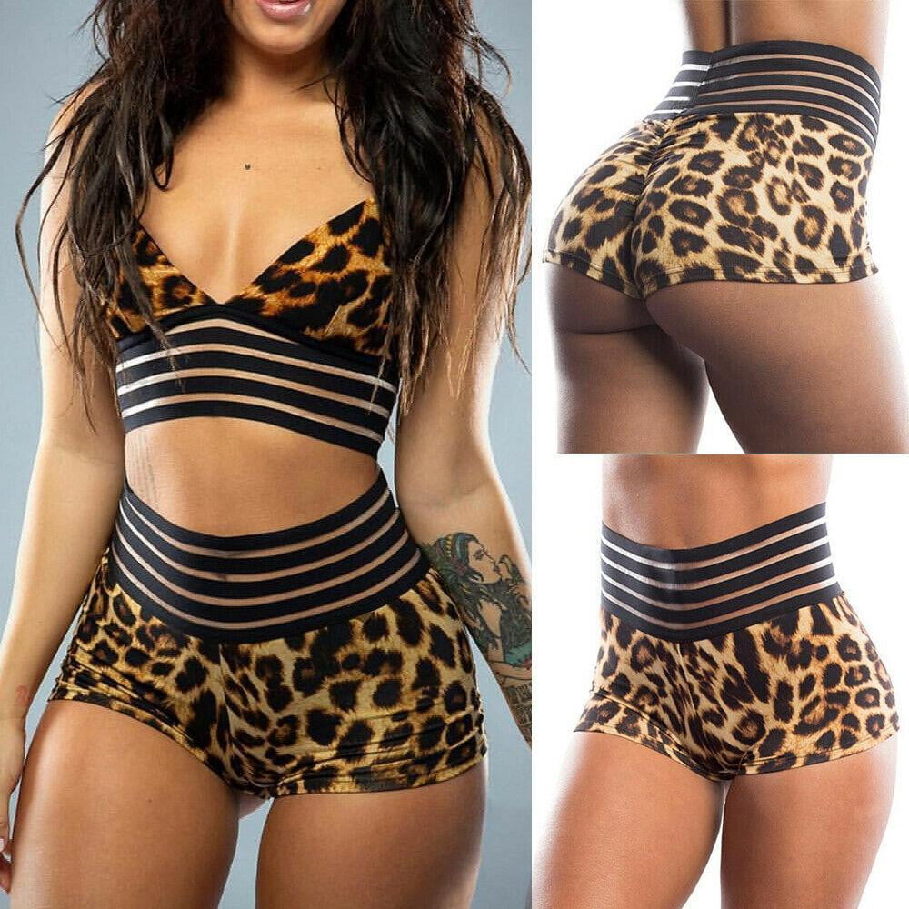 Leopard Printed Seamless Yoga Shorts