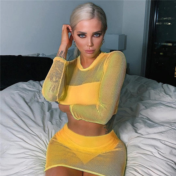 Neon Green Mesh Bodycon Dress