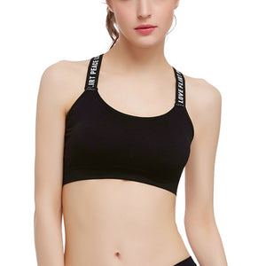 Solid Letter Push Up Sport Bra