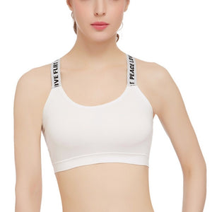 Solid Letter Push Up Sport Bra