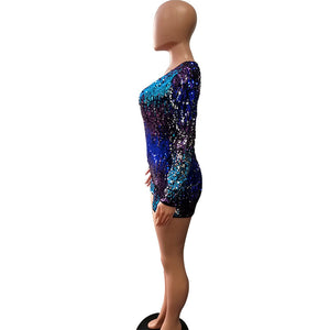 Sheath Long Sleeve Deep V Neck Sequins Romper