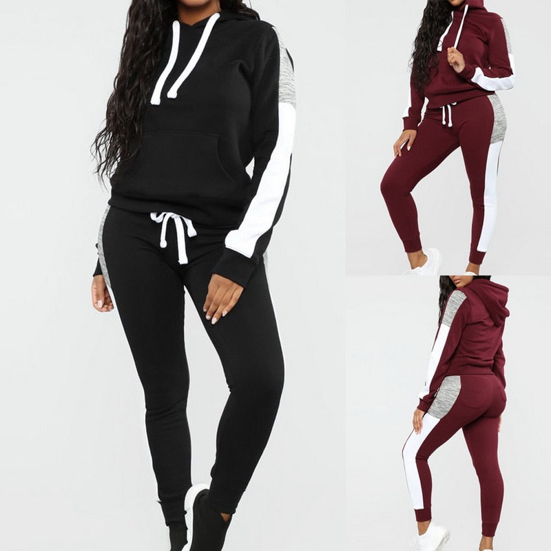 Velvet Running Hoodie & Sweat Pants Tracksuit