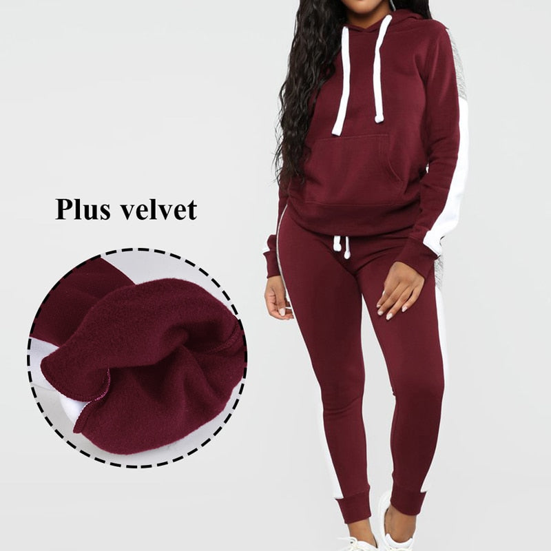 Velvet Running Hoodie & Sweat Pants Tracksuit