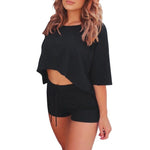 Solid Color T-Shirt & Shorts 2 Piece