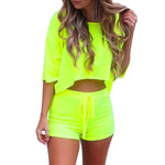 Solid Color T-Shirt & Shorts 2 Piece