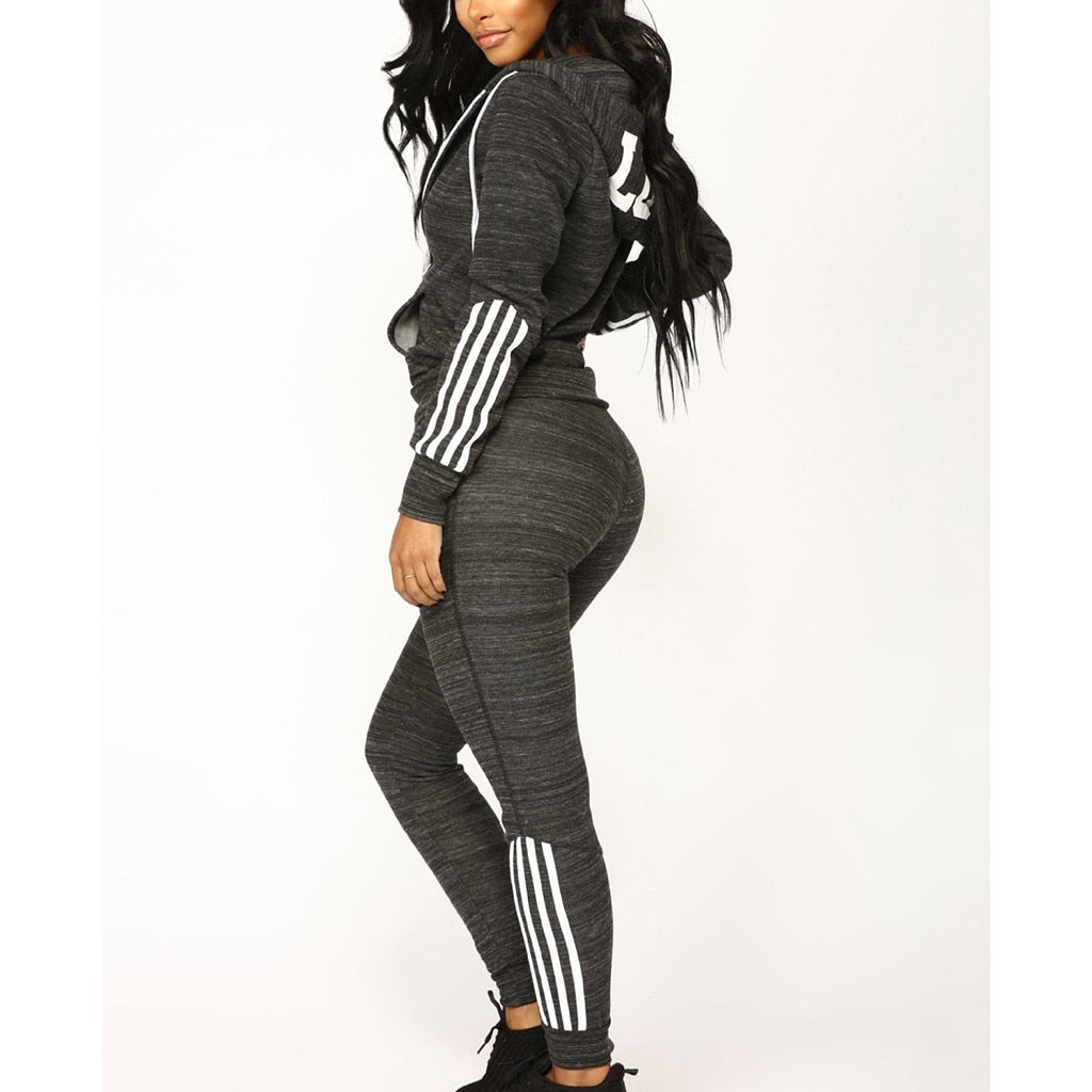 Long Sleeve Tracksuit Stripe Running Set