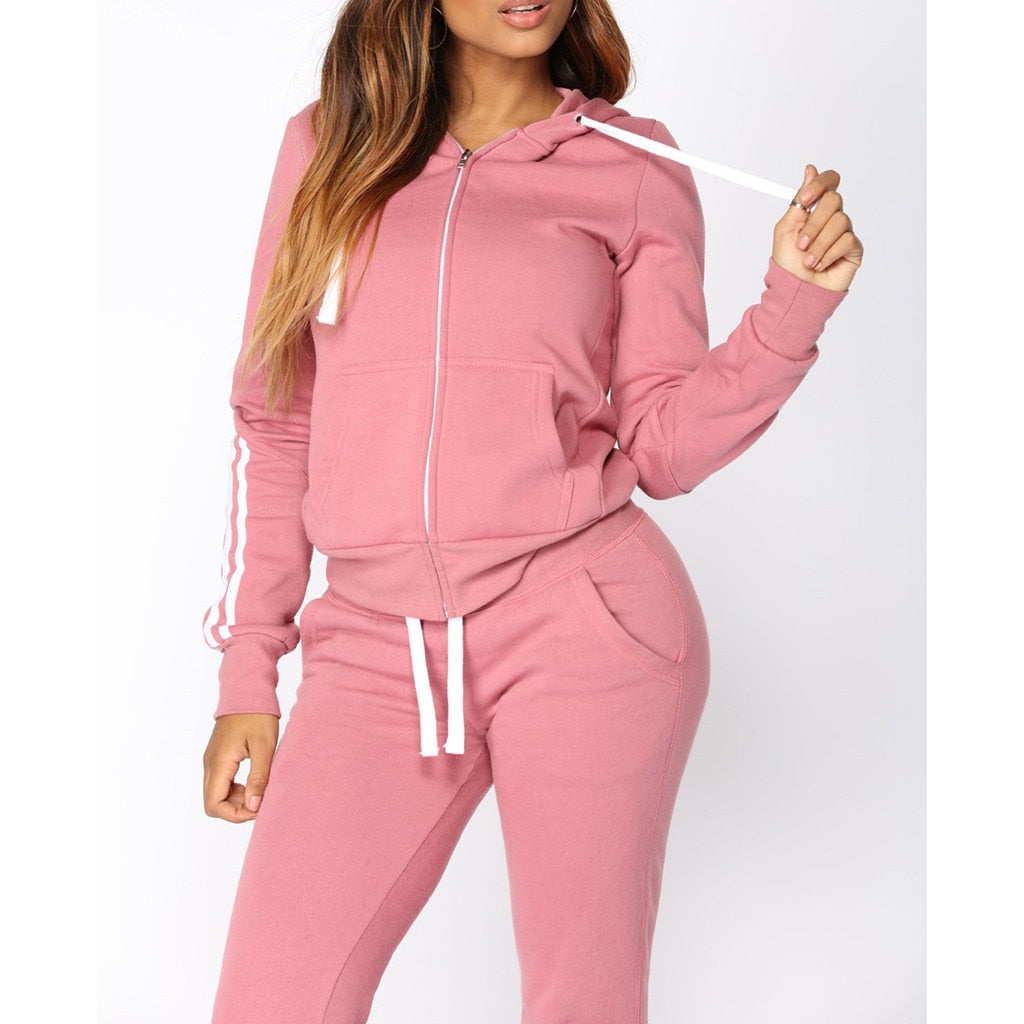 Long Sleeve Tracksuit Stripe Running Set
