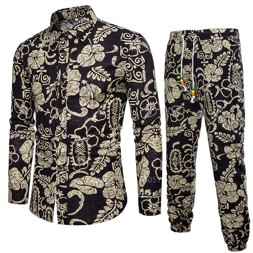Flower Print 2pcs Long Sleeve Blazin Riche