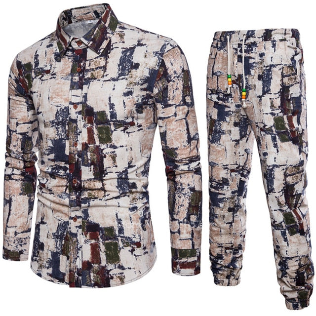 Flower Print 2pcs Long Sleeve Blazin Riche