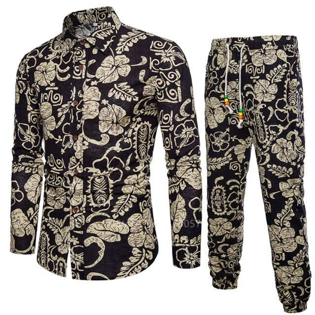 Flower Print 2pcs Long Sleeve Blazin Riche