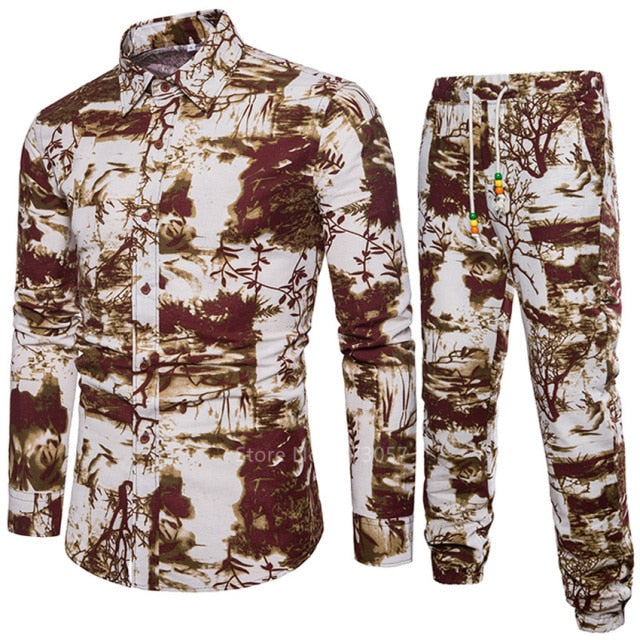 Flower Print 2pcs Long Sleeve Blazin Riche
