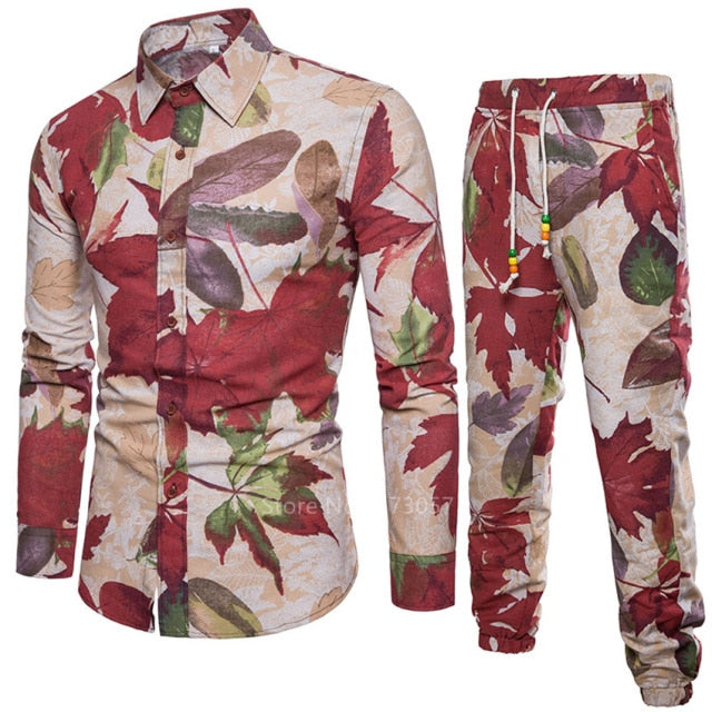 Flower Print 2pcs Long Sleeve Blazin Riche