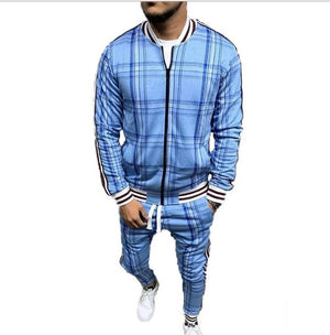 Mens Casual  Patchwork Sports Suit Streetwear