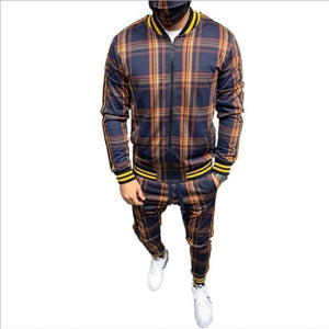 Mens Casual  Patchwork Sports Suit Streetwear