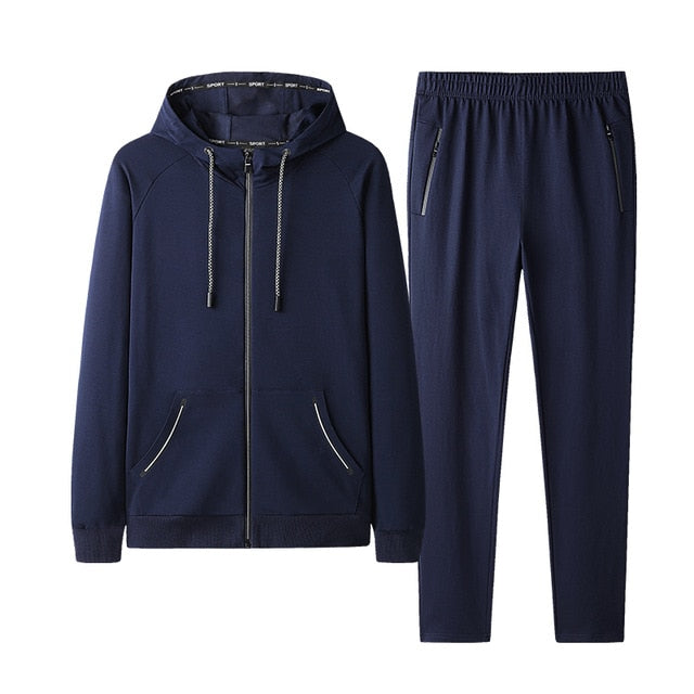 Mens Casual Thicken Hooded Jacket + Pants Sweat Suit