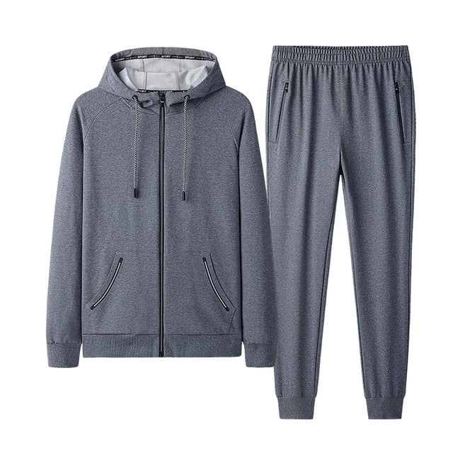 Mens Casual Thicken Hooded Jacket + Pants Sweat Suit