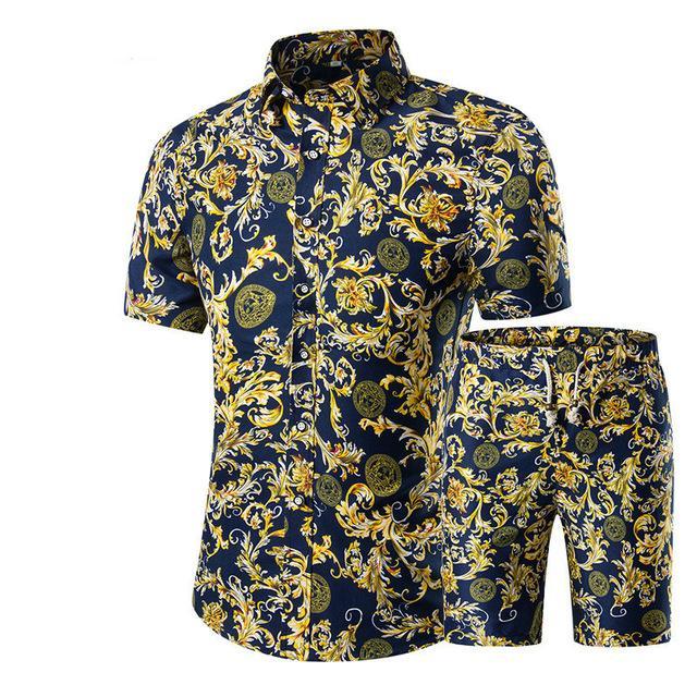 Mens Summer Floral Short Sleeve Set