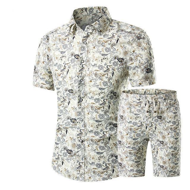 Mens Summer Floral Short Sleeve Set