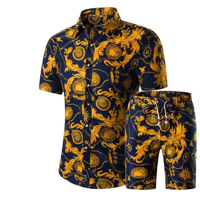Mens Summer Floral Short Sleeve Set