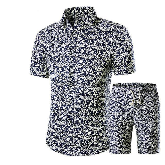 Mens Summer Floral Short Sleeve Set