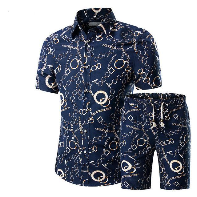 Mens Summer Floral Short Sleeve Set