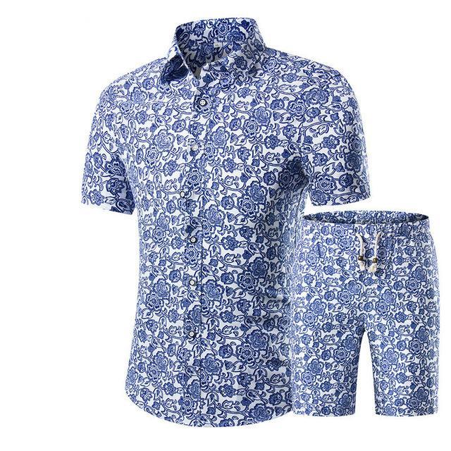 Mens Summer Floral Short Sleeve Set