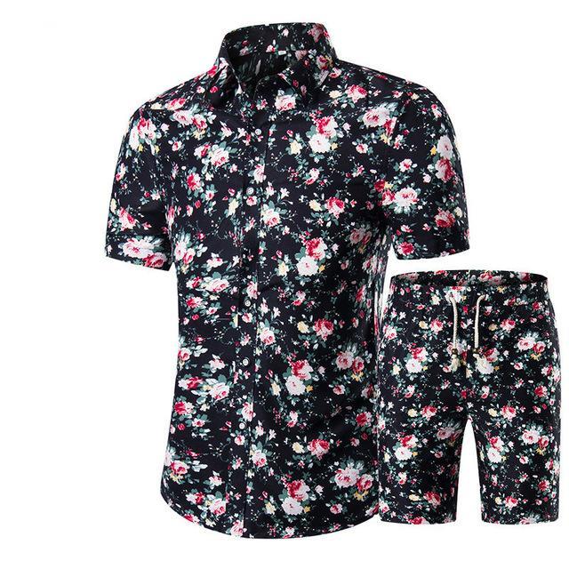 Mens Summer Floral Short Sleeve Set