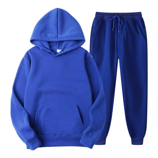 Velvet Men Tracksuit Royal Blue Mens Hoodie With Front Pocket 