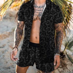 Men's Hawaiian Print Short Sleeve + Beach Pants