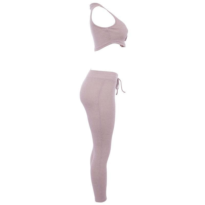 High Waist Stretch Leggings & Crop Top Yoga Set Suit