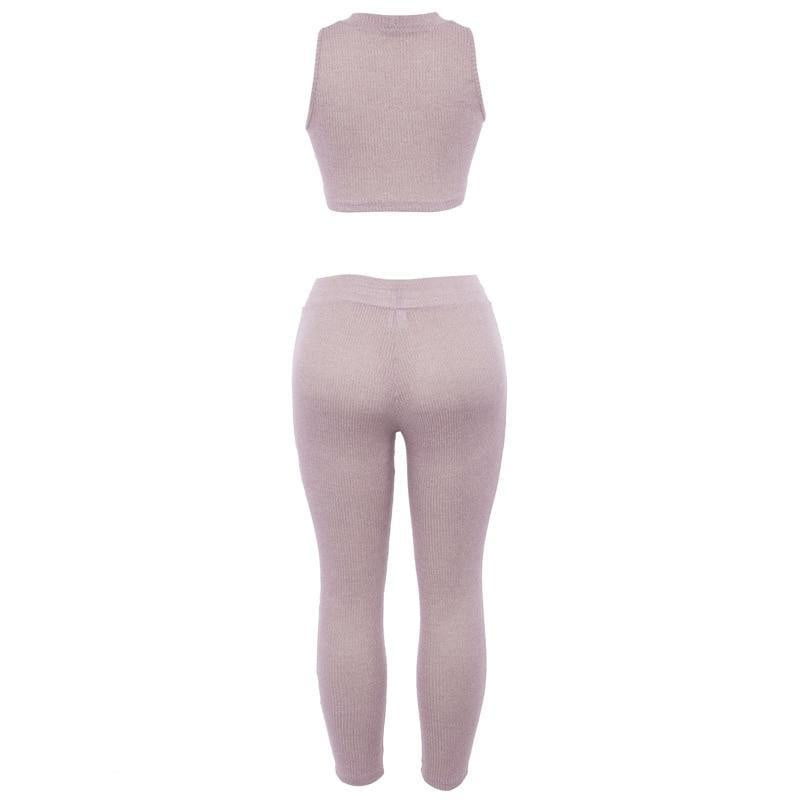 High Waist Stretch Leggings & Crop Top Yoga Set Suit