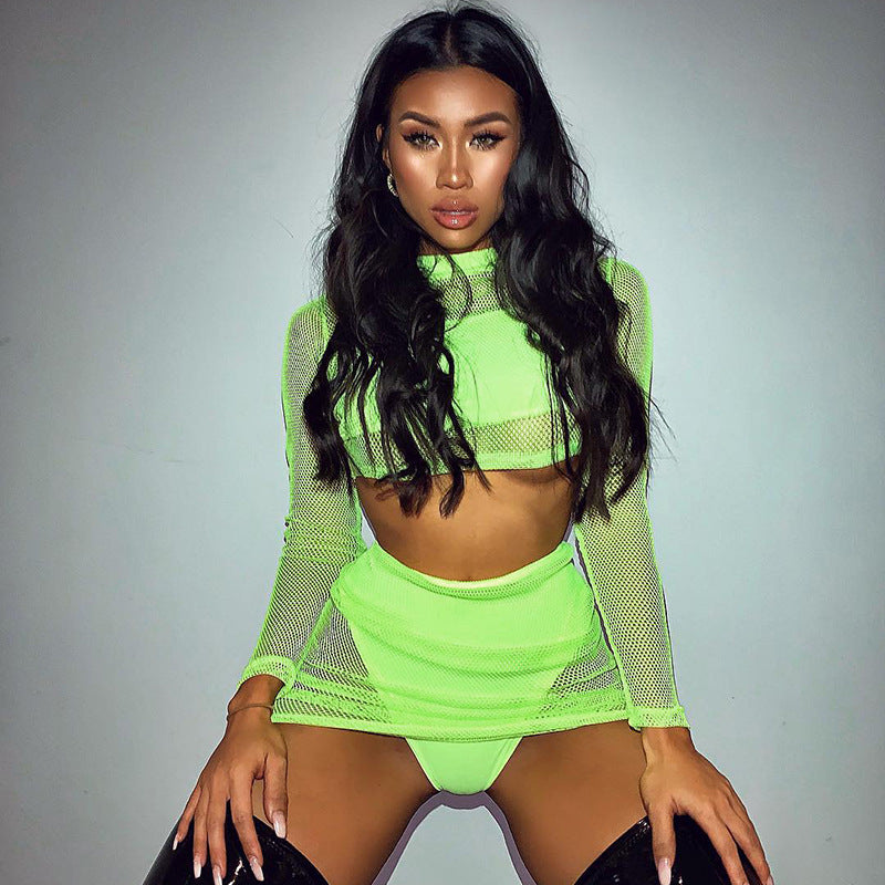 Neon Green Mesh Bodycon Dress