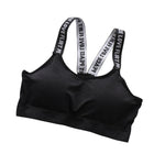 Solid Letter Push Up Sport Bra