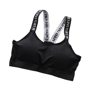 Solid Letter Push Up Sport Bra