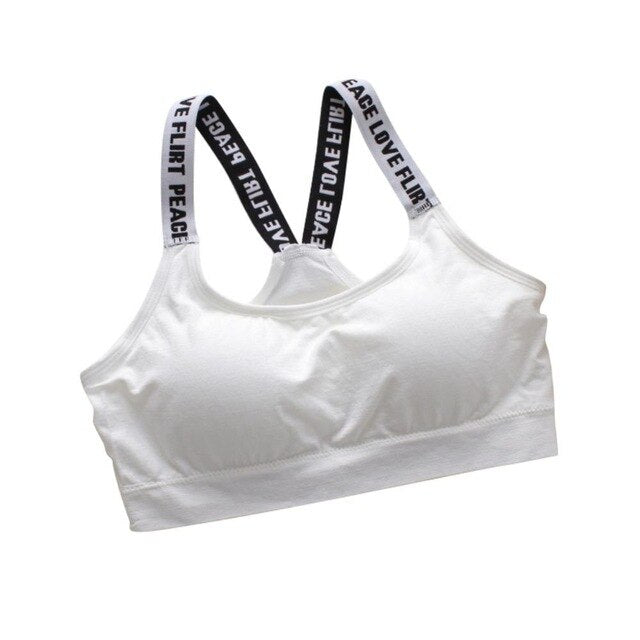 Solid Letter Push Up Sport Bra