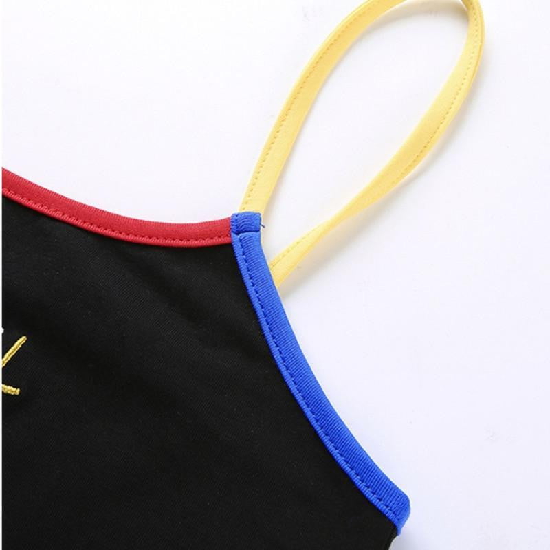 Emotional Embroidery Spaghetti Strap Tank Tops