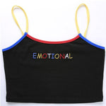 Emotional Embroidery Spaghetti Strap Tank Tops