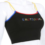 Emotional Embroidery Spaghetti Strap Tank Tops
